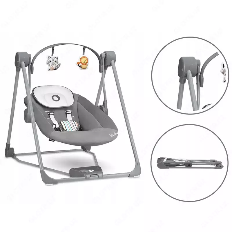 Электронные качели детские для новорождённых Lionelo Otto Grey Concrete