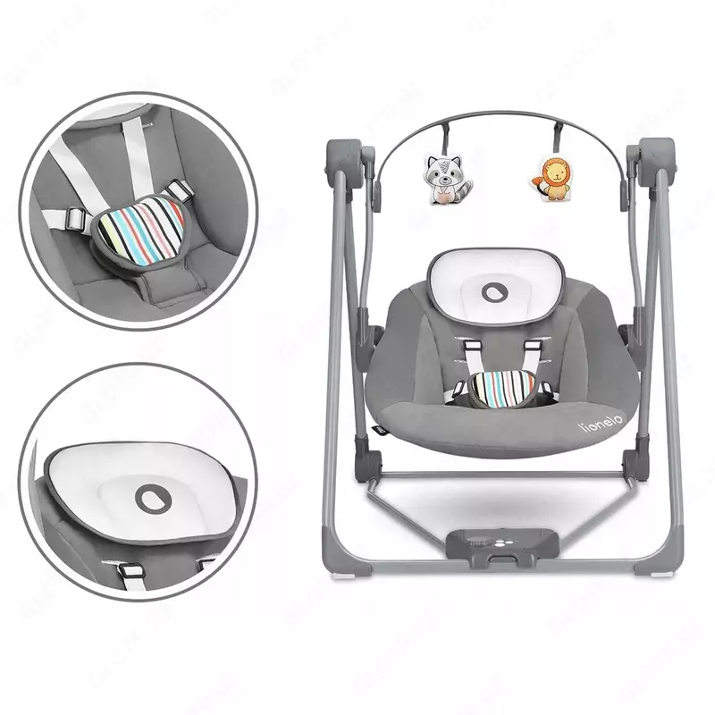 Электронные качели детские для новорождённых Lionelo Otto Grey Concrete