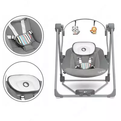 Электронные качели детские для новорождённых Lionelo Otto Grey Concrete