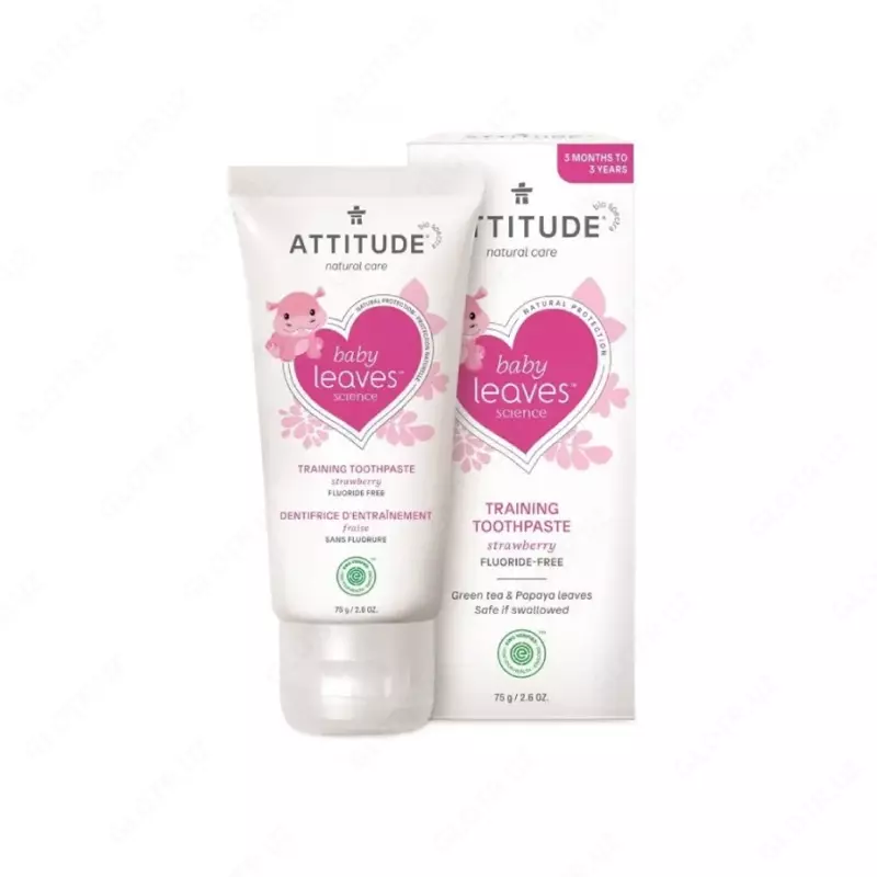 Зубная паста детская Baby Leaves клубника без фтора ATTITUDE , 75г