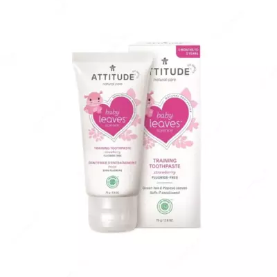 Зубная паста детская Baby Leaves клубника без фтора ATTITUDE , 75г