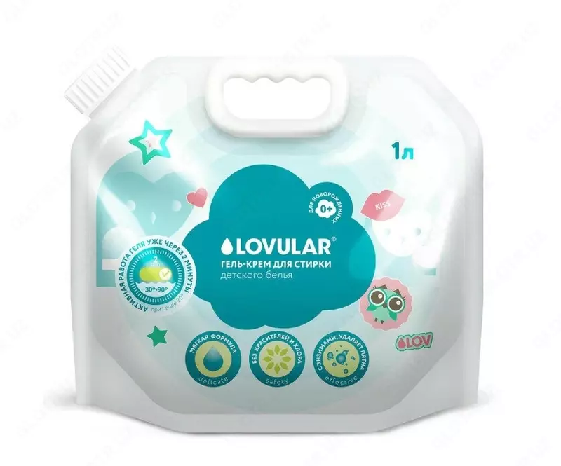 Lovular Гель-крем порошок для стирки детского белья Sweet kiss 1 л