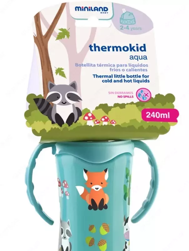 Miniland Thermokid 240 ml somonli termal qozon, hayvonlar bilan ko'k