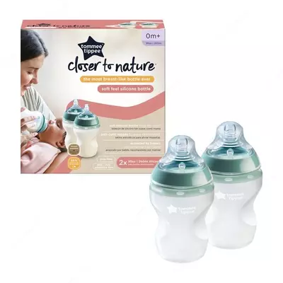 Tommee Tippee 2 силиконовые бутылочки для кормления, 150 мл