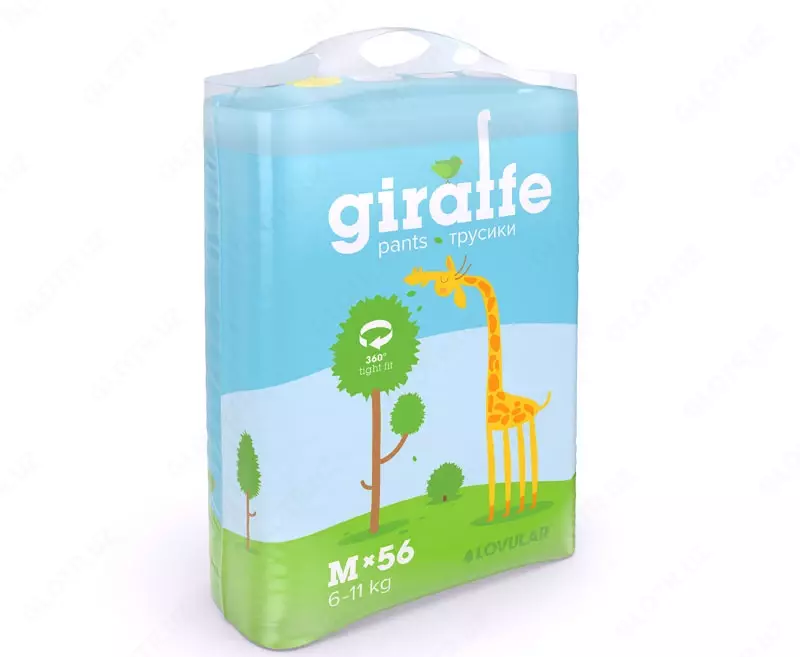 Трусики-подгузники LOVULAR GIRAFFE, , 6-11кг, размер M