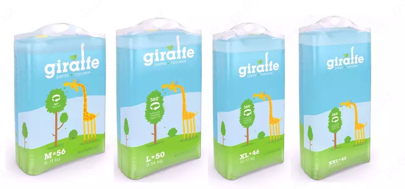 Трусики-подгузники LOVULAR GIRAFFE, , 6-11кг, размер M