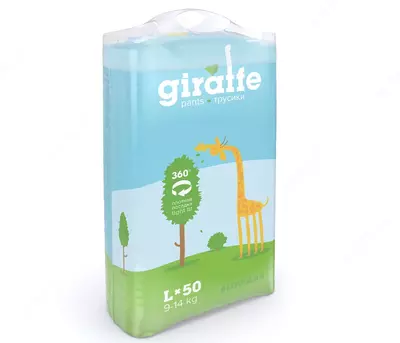 Трусики-подгузники LOVULAR GIRAFFE, , 9-14кг, размер L