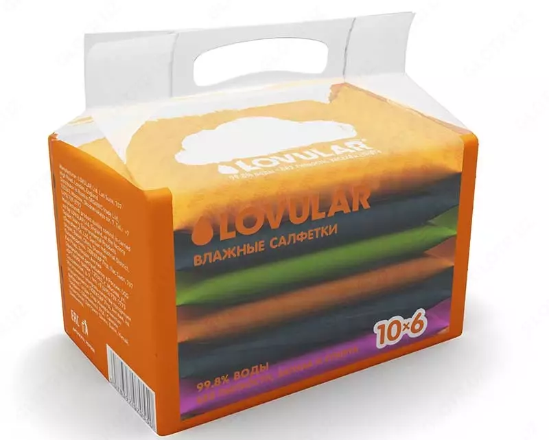 Влажные салфетки LOVULAR, 10 шт.