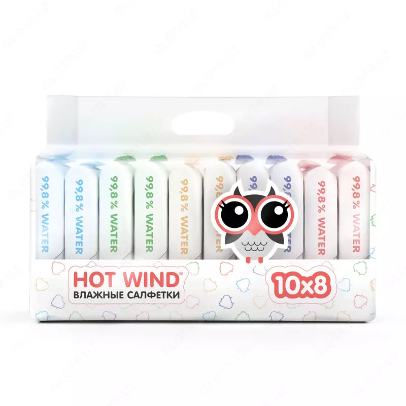 Nam salfetkalar LOVULAR HOT WIND Owlets, 10 dona.
