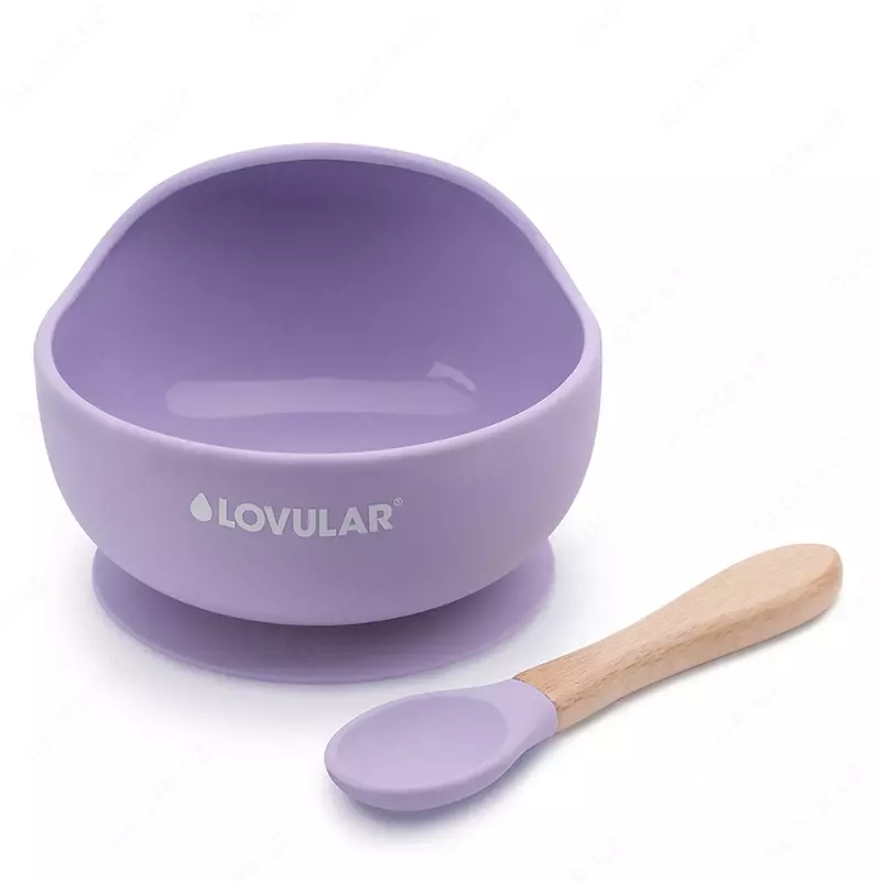 Умная тарелка с ложкой для кормления детей LOVULAR