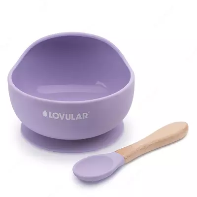 Умная тарелка с ложкой для кормления детей LOVULAR