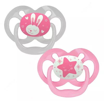 Пустышка Dr Brown's Advantage ночная с крышкой 6-18 месяцев 2шт Розовый