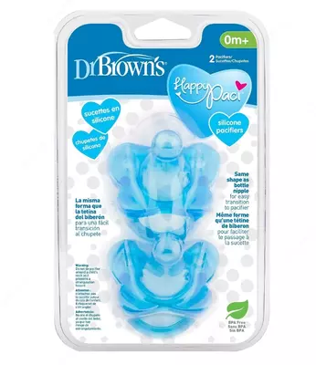 Пустышка Dr Brown's 2шт с 0месяцев Синяя