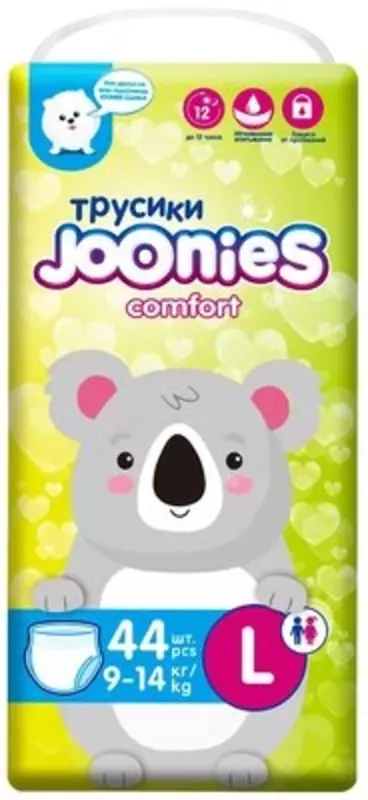 Joonies comfort L trusiklari, 9-14 kg, 44 dona, oq