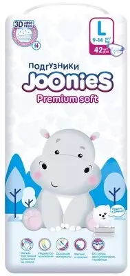 Joonies подгузники Premium Soft L 9-14 кг, 42 шт.