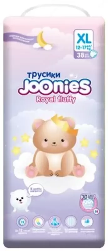 Joonies трусики Royal Fluffy XL, 12-17 кг, 38 шт., белый