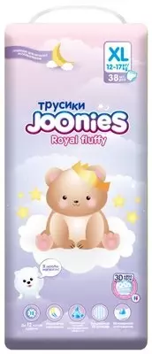 Joonies трусики Royal Fluffy XL, 12-17 кг, 38 шт., белый