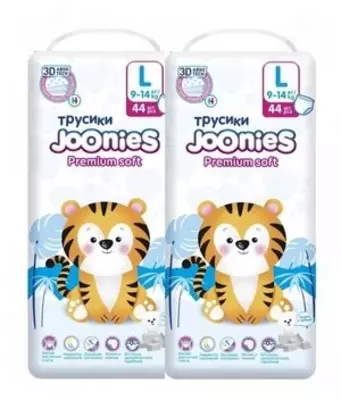 Joonies трусики Premium Soft L 9-14 кг, 44 шт., 2 уп.