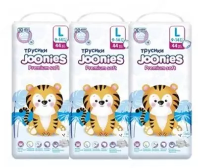 Joonies трусики Premium Soft L 9-14 кг, 44 шт., 3 уп.