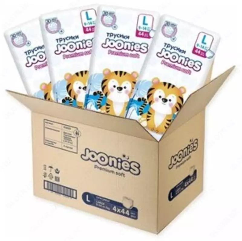Joonies трусики Premium Soft L 9-14 кг, 44 шт., 4 уп.