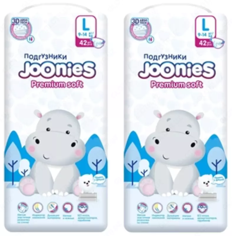 Набор 2 х Joonies Подгузники размер L (9-14 кг) 42 шт.