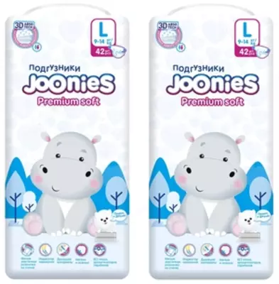 Набор 2 х Joonies Подгузники размер L (9-14 кг) 42 шт.