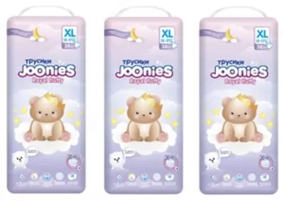 3 x Joonies to'plami Royal Fluffy tagliklari XL o'lchami (12-17 kg) 38 dona