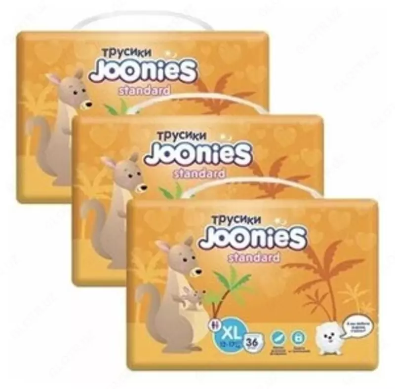 Joonies Standard XL tagliklari to'plami (12-17 kg) 36 dona 3 ta qadoq