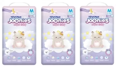 Joonies to'plami 3 X Joonies Royal Fluffy trusikli tagliklari hajmi M (6-11 kg) 54 dona