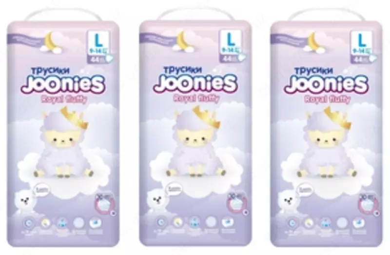Набор 3 х Joonies Подгузники-трусики Royal Fluffy размер L (9-14 кг) 44 шт