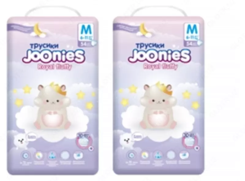 Набор 2 х Joonies Подгузники- трусики Royal Fluffy размер M (6-11 кг) 54 шт