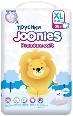 Joonies трусики Premium Soft XL (12-17 кг), 38 шт., 3 уп., белый