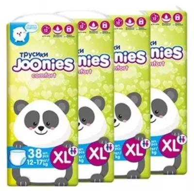 Joonies trusiklari Comfort XL, 12-17 kg, 38 dona, 4 ta qadoq