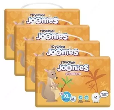 Joonies Standart XL trusiklari, 12-17 kg, 36 dona, 4 ta qadoq