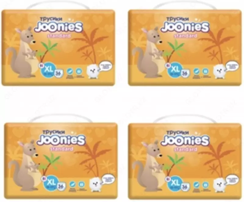 Joonies Standart XL trusiklari, 12-17 kg, 36 dona, 4 ta qadoq