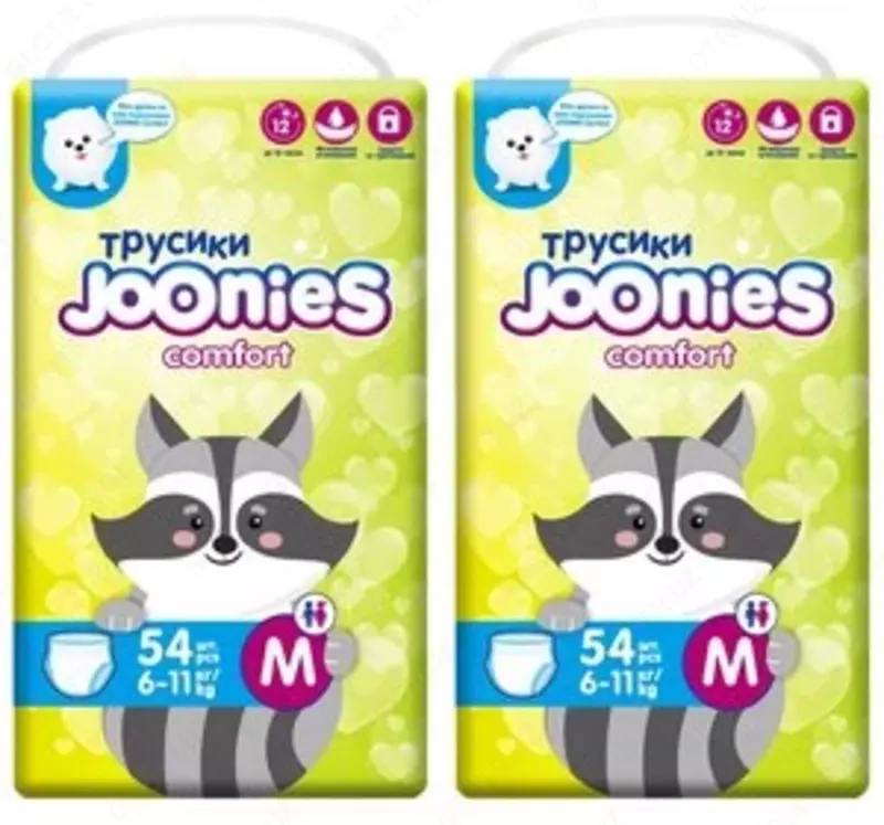 Joonies трусики Comfort M, 6-11 кг, 54 шт., 2 уп., белый
