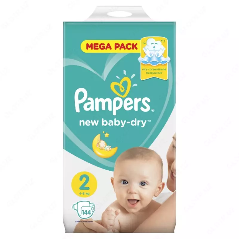 Pampers tagliklari yangi chaqaloq-yangi tugilgan chaqaloqlar uchun quruq p. 2 (4-8 kg) 144 dona.