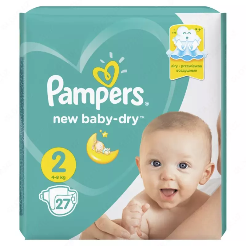 Pampers New Baby-Dry yangi tugilgan chaqaloqlar uchun tagliklar r.2 (4-8 kg) 27 dona.