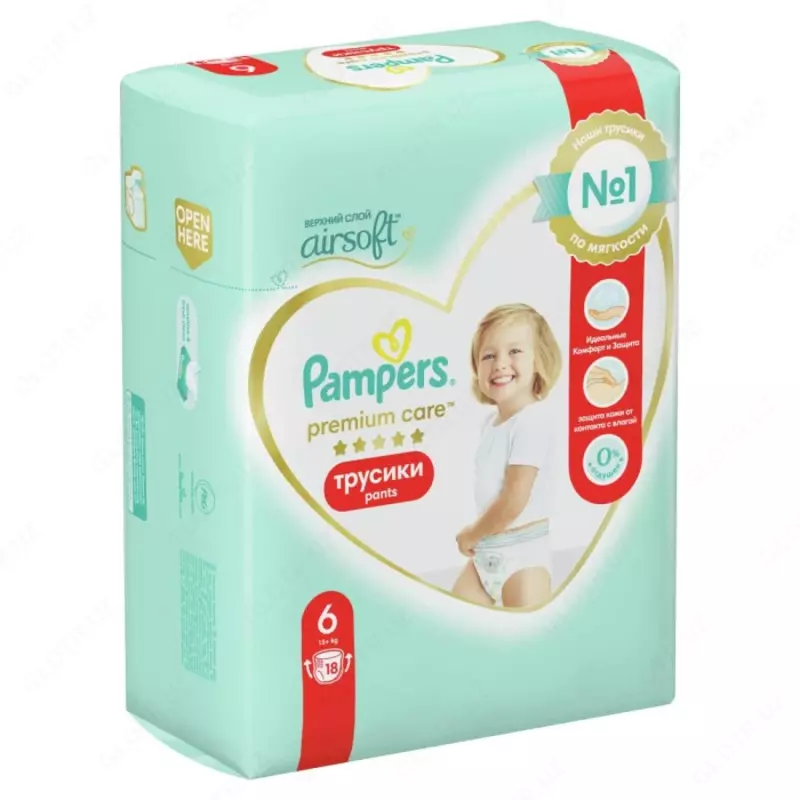 Pampers Подгузники-трусики Premium Care для малышей р.6 (15+ кг) 18 шт.