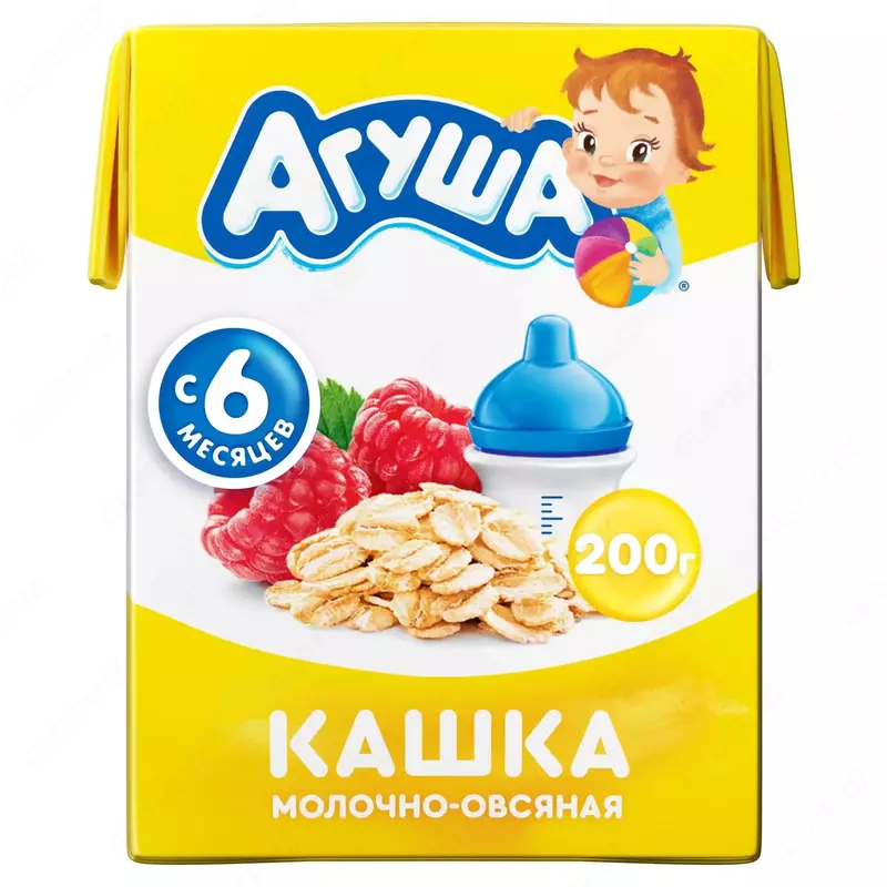 Каша молочная Агуша Овсяная с малиной с 6 мес. 200 г