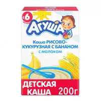  Sutli botqa Agusha 6 oylik bananli guruch-makkajoxori. 200 g - 