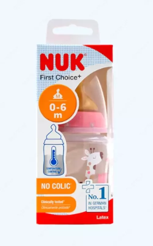 Nuk shishasi FC+ Temp lateks nipel bilan, 150 ml, pushti
