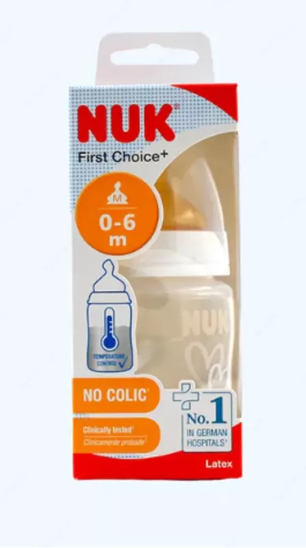 Nuk shishasi FC+ Temp lateks nipel bilan, 150 ml, oq
