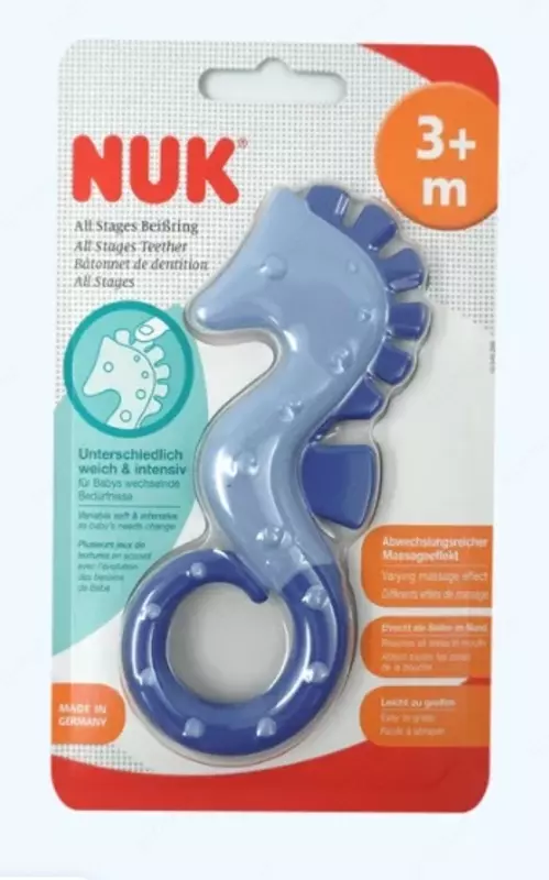 Nuk Прорезыватель для десен охлаждающий Морской конек, 3+ мес.