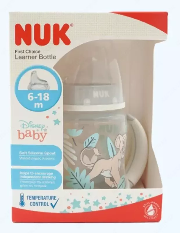 Nuk Бутылочка обучающая Тemp с силиконовой соской Lion King, 6-18 мес, 150 мл