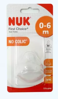 Nuk birinchi tanlov + shisha nipel, 0-6 oy., silikon