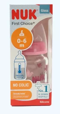 Nuk Бутылка FC+ Temp с силиконовой соской, стекло, 120 мл