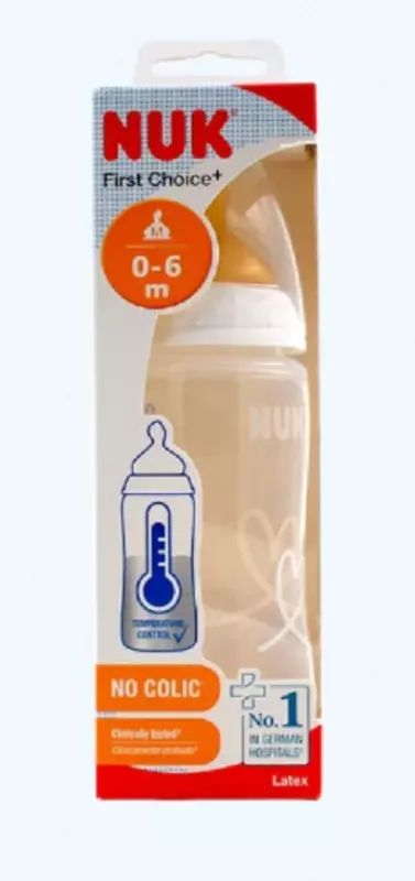 Nuk shishasi FC+ Temp lateks nipel, yurak, 300 ml