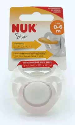 Nuk emzik Star lateks, qiz uchun, 0-6 oy