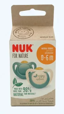Nuk Пустышка for Nature, латексная, 0-6 мес., зелёная, 2 шт